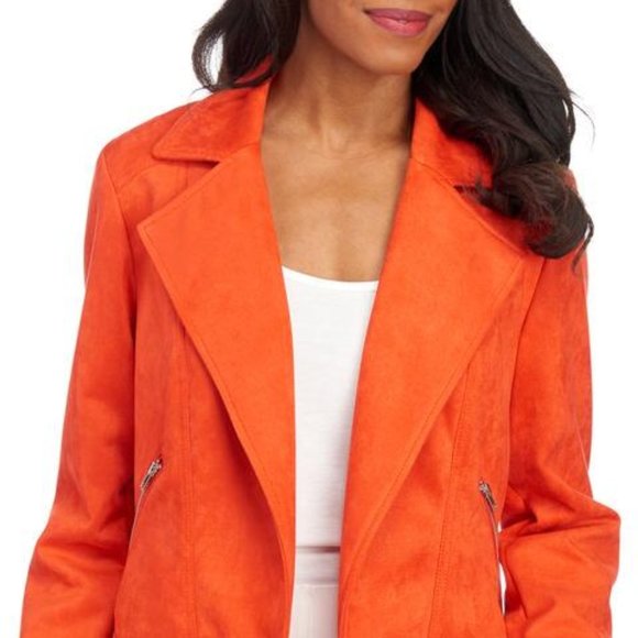 orange faux suede jacket